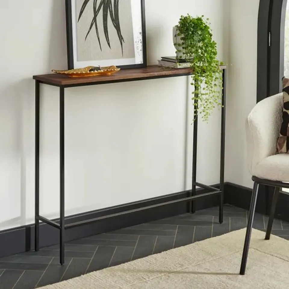BOXED TRENT CONSOLE TABLE DARK MANGO WOOD 