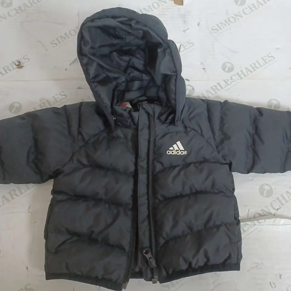 ADIDAS PADDED JACKET IN BLACK - 0-3 MONTHS