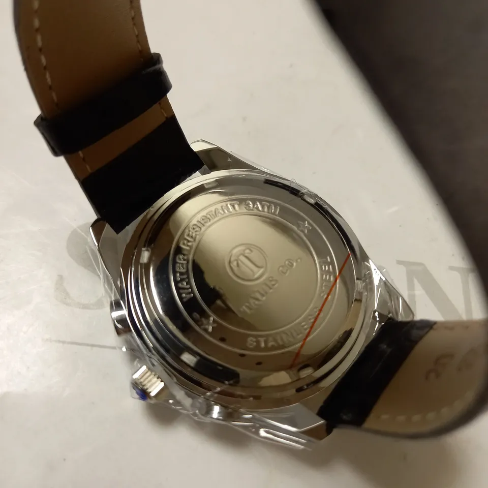 TALIS CO TRIPLE DIAL BLACK LEATHER STRAP WATCH RRP £550