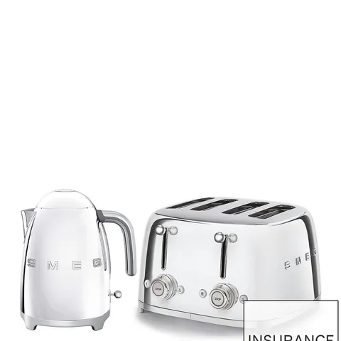 SMEG 50'S STYLE RETRO 1.7L KETTLE & MULTI-FUNCTIONAL 4-SLICE TOASTER - STAINLESS STEEL