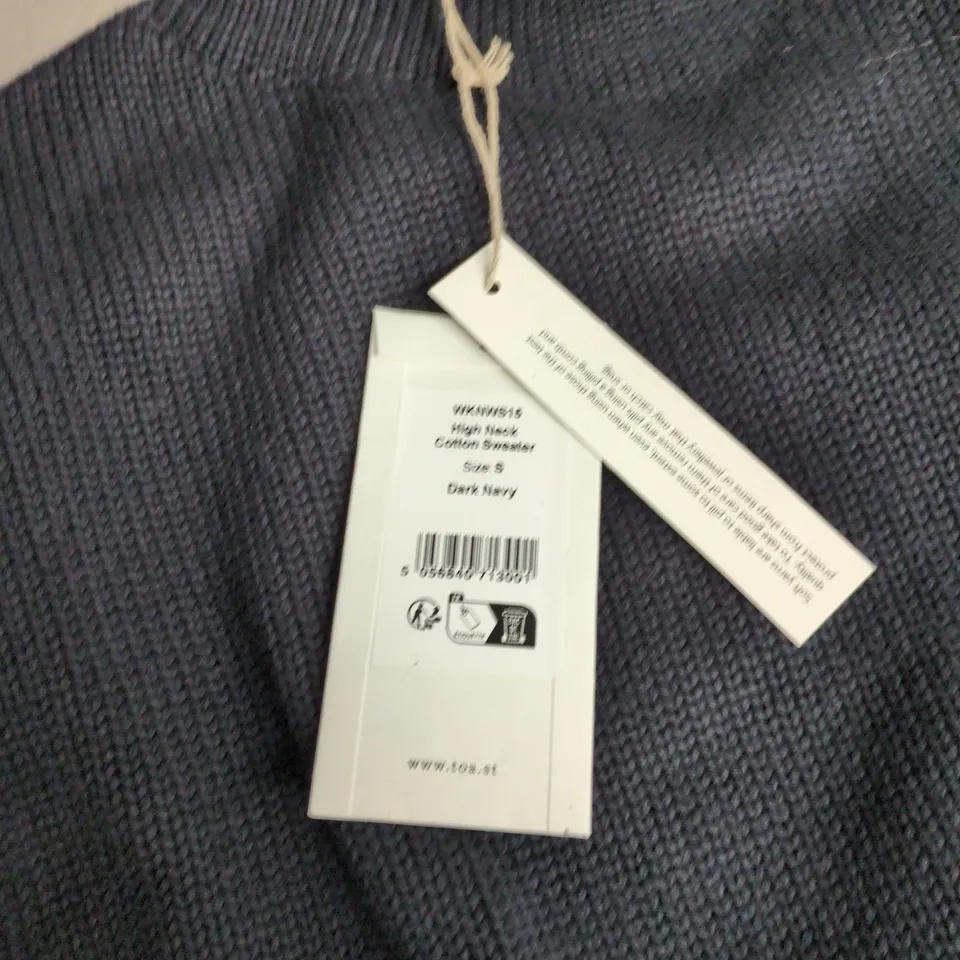 TOAST HIGH NECK COTTON SWEATER – DARK NAVY, UK SIZE S