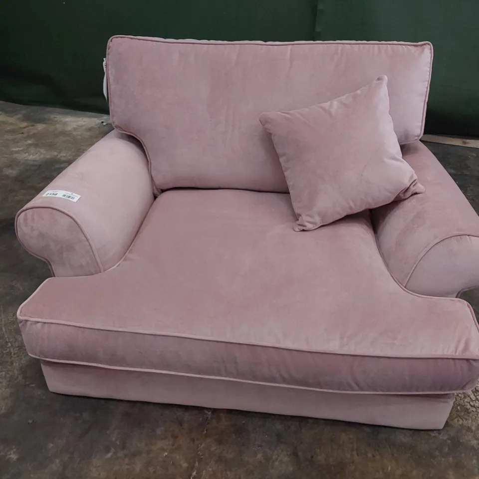 QUALITY BRITISH DESIGNER LOUNGE Co. BRIONY SNUGGLER CHAIR PINK PLUSH FABRIC 