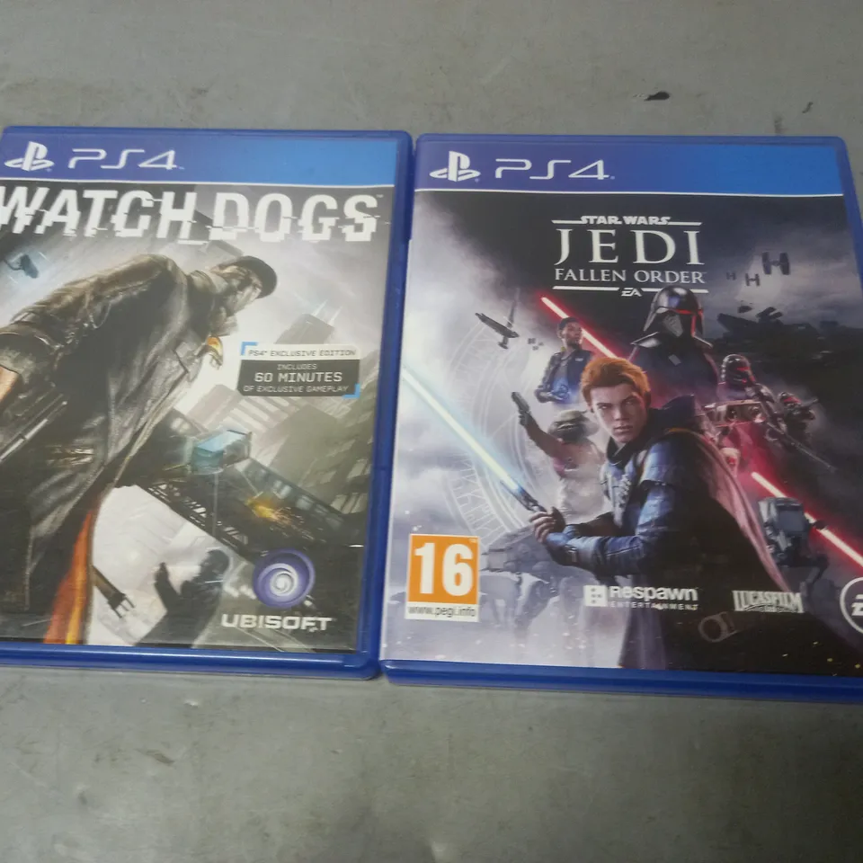 LOT OF 2 PS4 GAMES INCLUDES STAR WARS JEDI FALLEN ORDER AND WATCH DOGS