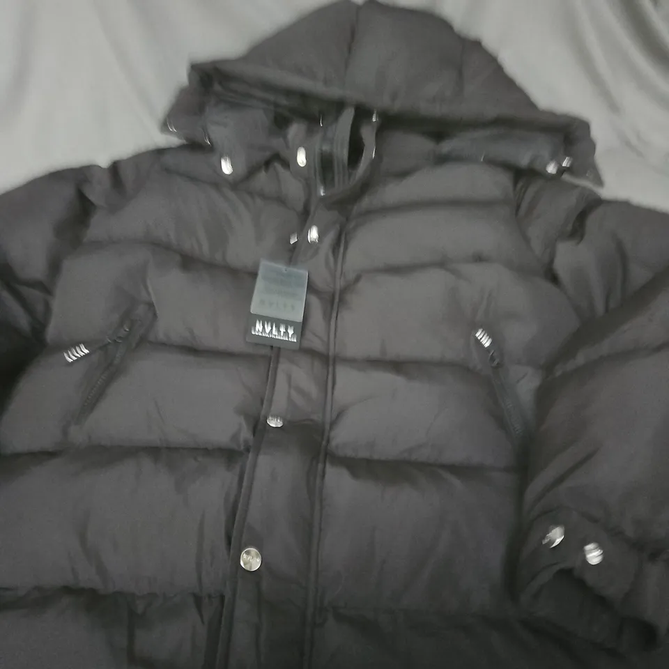 UK12 NVLTY LONDON BLACK PADDED HOODED JACKET