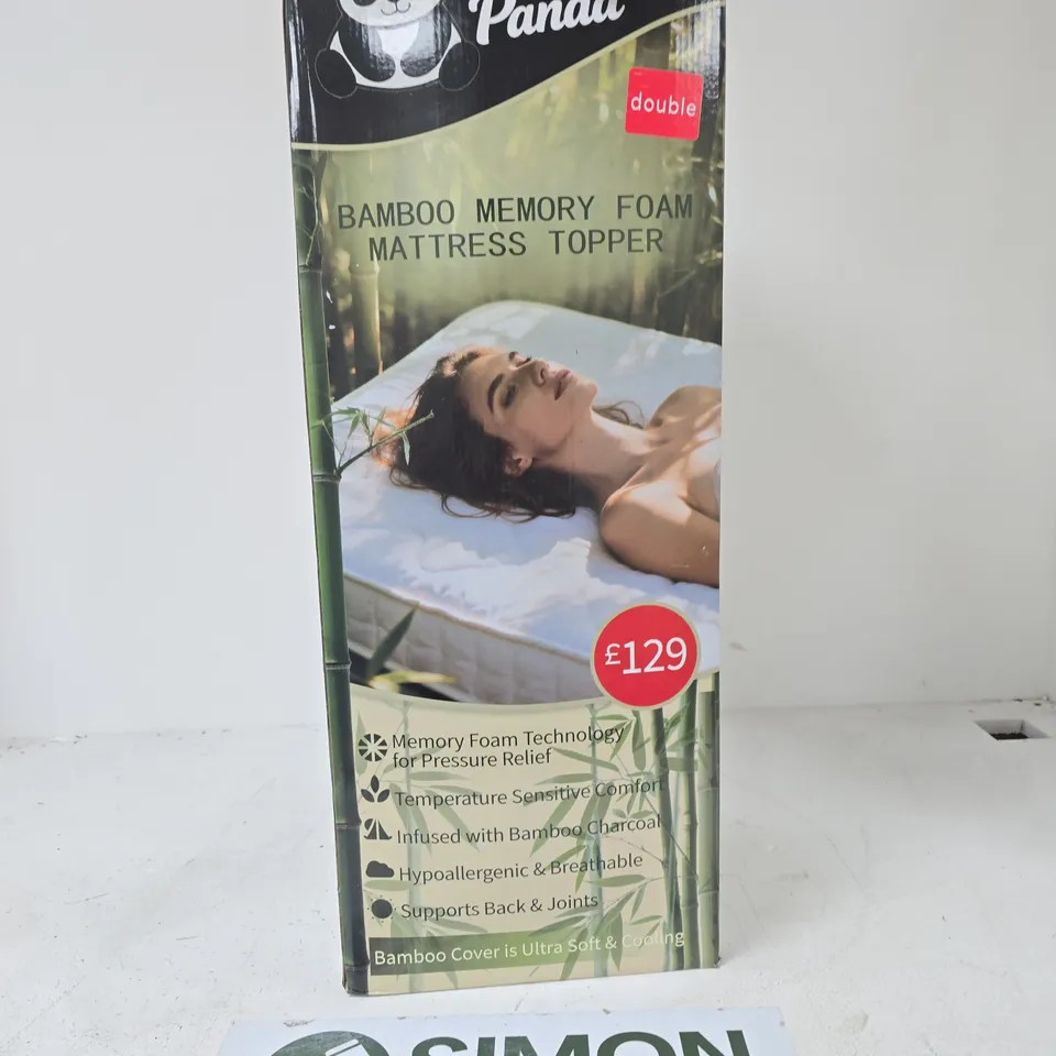 SLEEP PANDA BAMBOO MEMORY FOAM MATTRESS TOPPER – DOUBLE (BOXED)