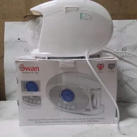 BOXED SWAN KETTLE WITH ALARM FUNCTION AND CLOCK