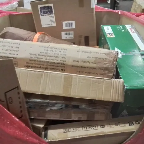PALLET CONTAINING VARIOUS ASSORTED BOXED HOUSEHOLD ITEMS TO INCLUDE: BENCH DRILL, CAMPING TENT, FOLDABLE BATH AND LOTS MORE UNMARKED BOXED ITEMS 