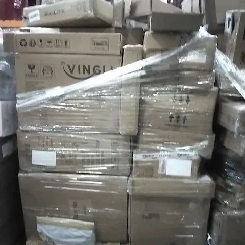 PALLET OF ELECTRICAL ITEMS AND HOUSEHOLD GOODS TO INCLUDE;WATER ACCUMULATOR,VIOLIN,OFFICE CHAIR