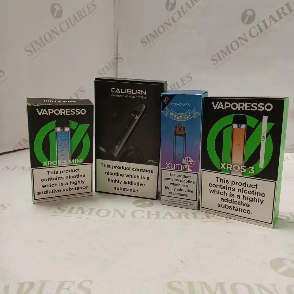 BOX OF APPROX 10 ITEMS TO INCLUDE VAPORESSO XROS 3 MINI, CALIBURN A2, OXVA XLIM SE.