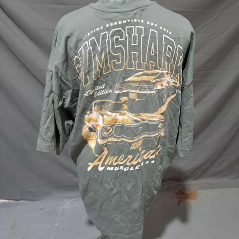 GYMSHARK OVERSIZED TSHIRT IN DUSK GREEN SIZE S