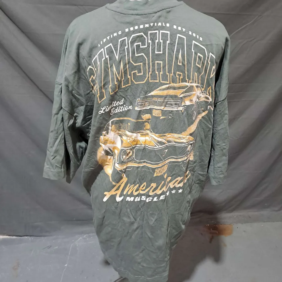 GYMSHARK OVERSIZED TSHIRT IN DUSK GREEN SIZE S