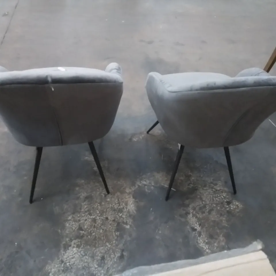 SET OF 2 UPHOLSTERED FABRIC CASUAL CHAIRS IN GREY 