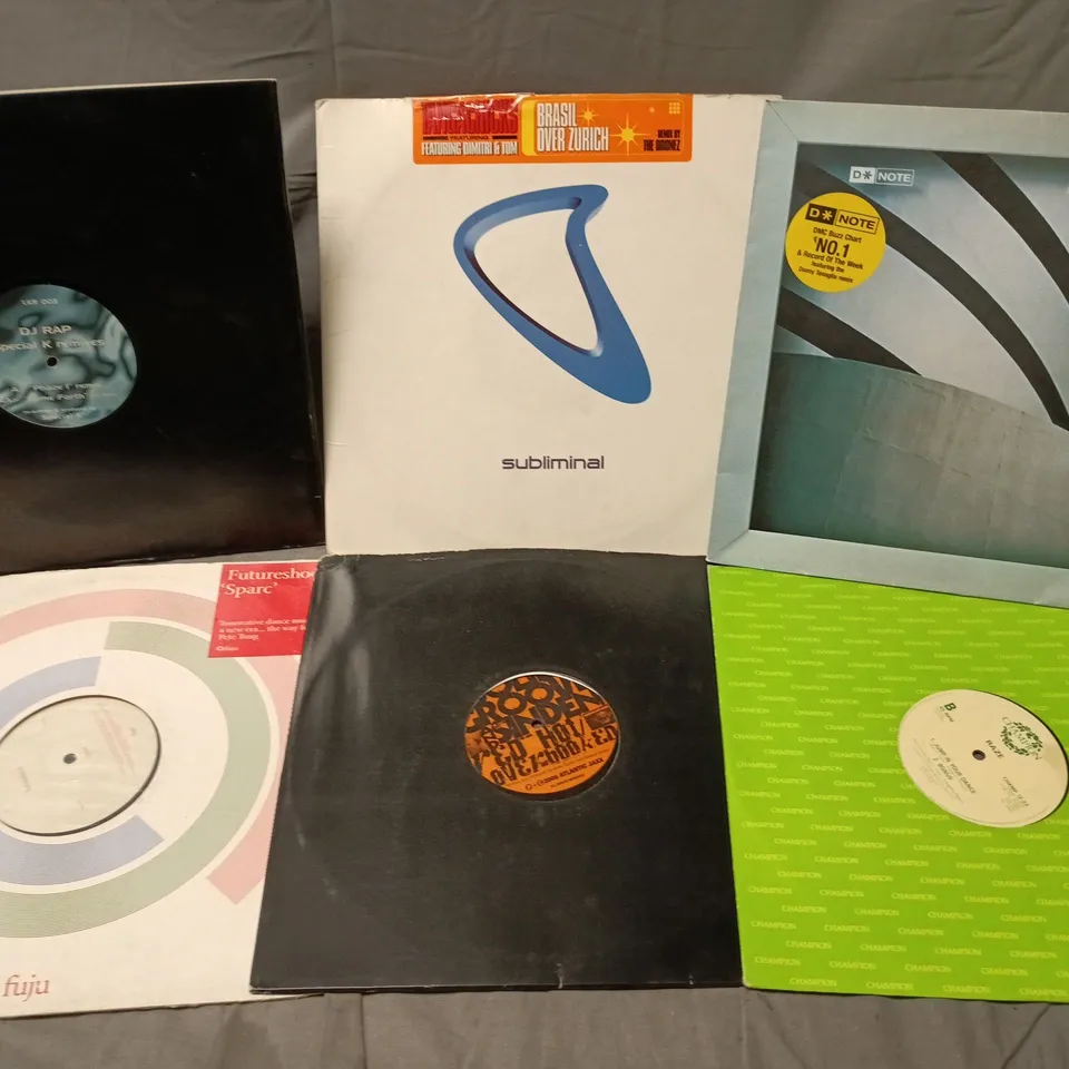 SET OF APPROXIMATELY 12 VINYL'S TO INCLUDE ARTISTS SUCH AS SUBLIMINAL, FUTURESHOCK, DAVE AUDE, ETC