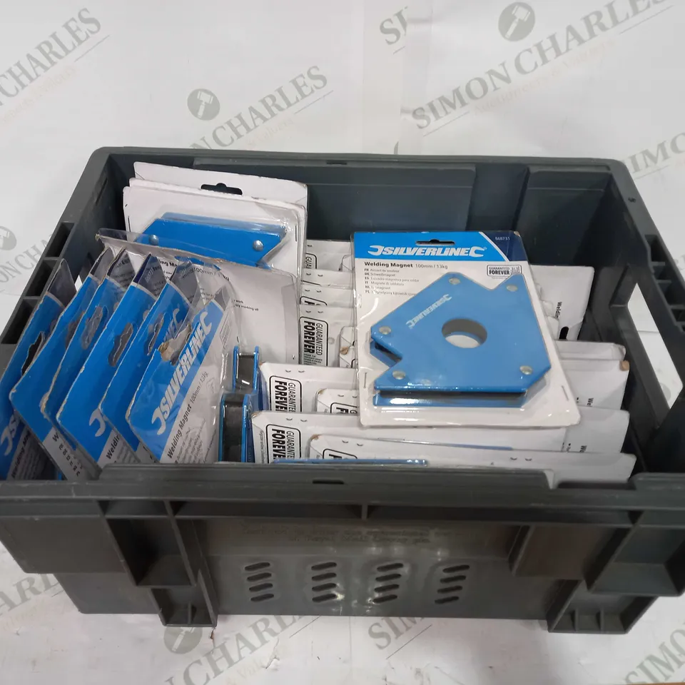 BOX TO CONTAIN APPROX 23 X SILVERLINE WELDING MAGNETS