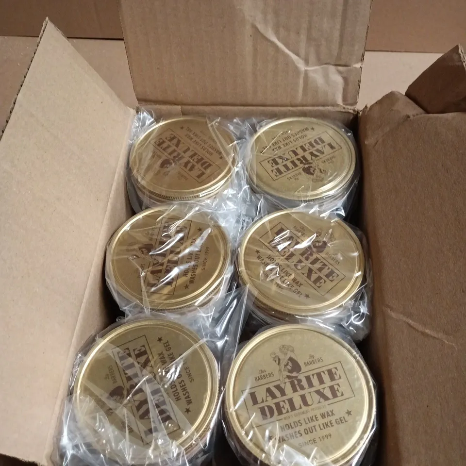BOX OF 6 X LAYRITE DELUXE SUPERHOLD POMADE – HAIR STYLING POMADE, 10.5 OZ (297 G)
