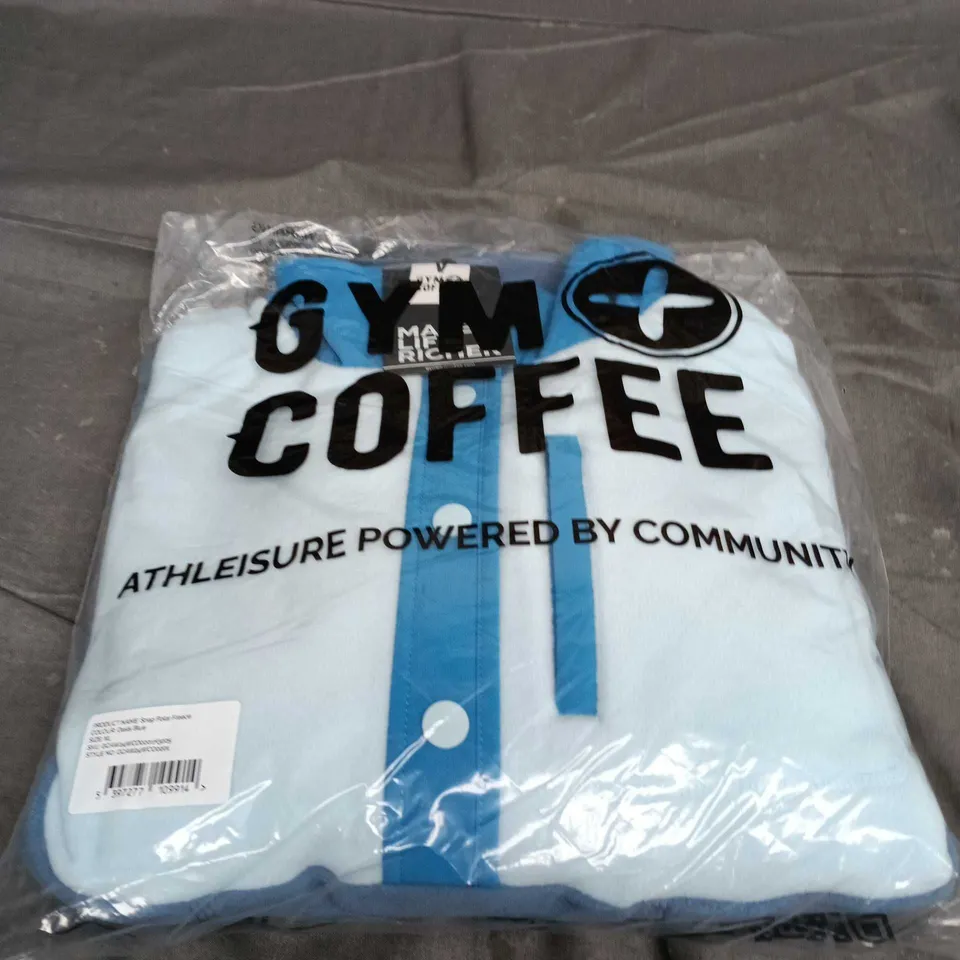 GYM + COFFEE SNAP POLAR FLEECE – OASIS BLUE – XL