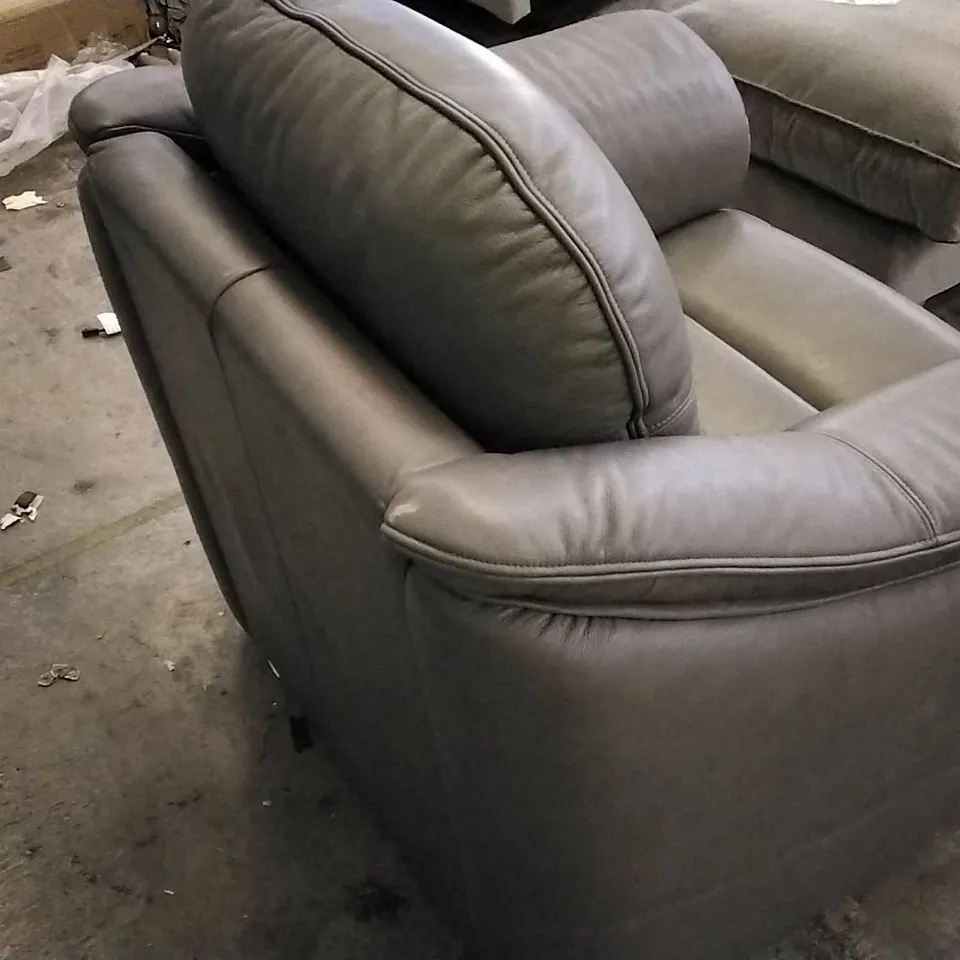 QUALITY BRITISH DESIGNED & MANUFACTURED G PLAN GREY LEATHER ARMCHAIR