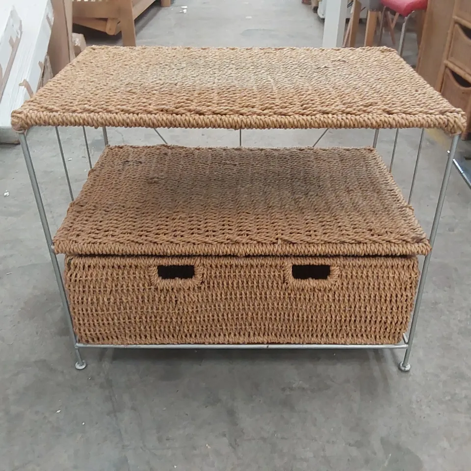 DESIGNER WICKER COFFEE TABLE WITH STORAGE 