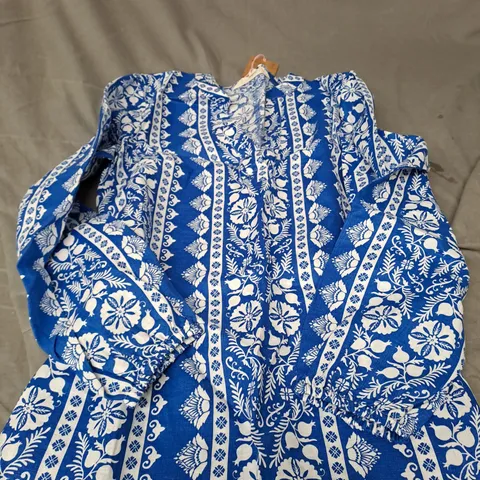 BODEN MIDI DRESS IN BLUE/WHITE - 10R