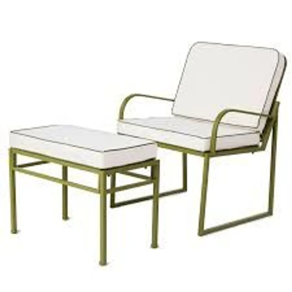 BOXED GARDEN STORIES STUDIO 70 CHAIR AND FOOTSTOOL OLIVE