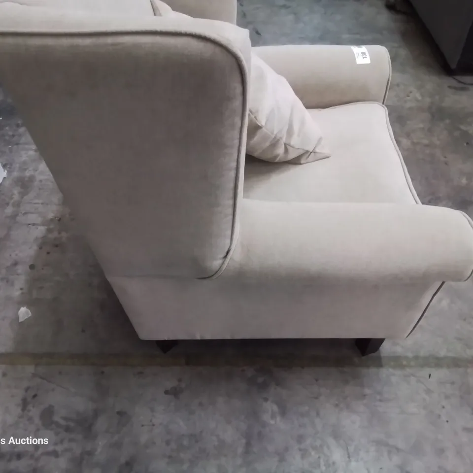 DESIGNER WINGED EASY CHAIR NATURAL FABRIC 