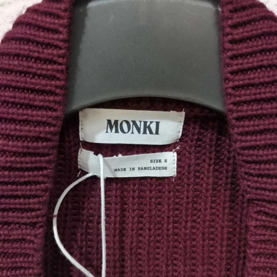MONKI BURGUNDY KNIT CARDIGAN – WOMEN'S, UK SIZE S
