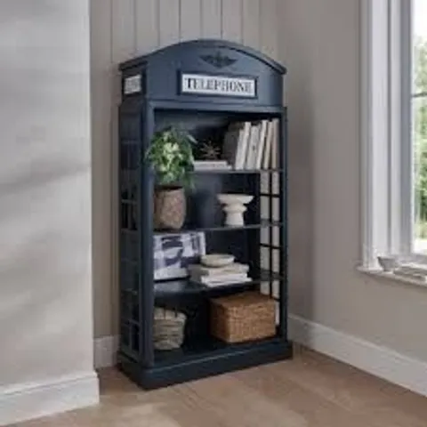 BRAND NEW BOXED HOMES DIRECT 365 DARK BLUE TELEPHONE BOX DISPLAY CABINET (2 BOXES)