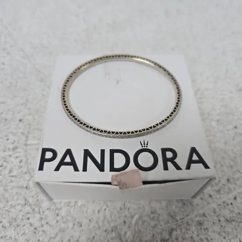 PANDORA SILVER HEART-MOTIF BANGLE BRACELET