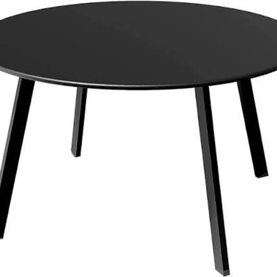 BOXED ROUND STEEL PATIO COFFEE TABLE, BLACK