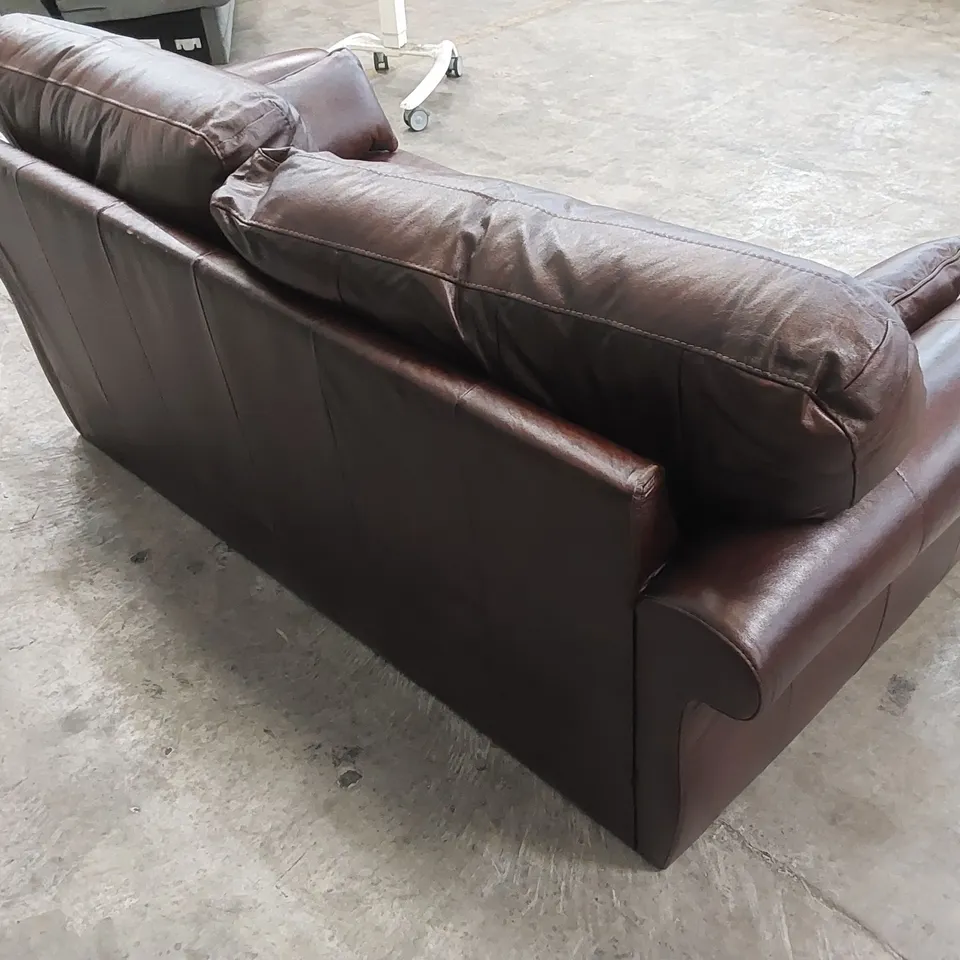 DESIGNER VANTAGE 3 SEATER LEATHER SOFA - CHESNUT