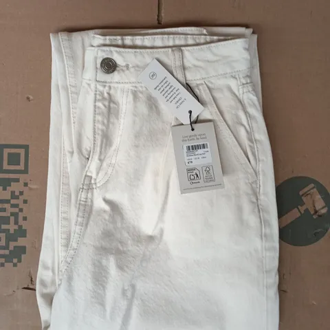 NOBODY'S CHILD PECKHAM BARREL LEG JEANS IN CREAM SIZE UK 10