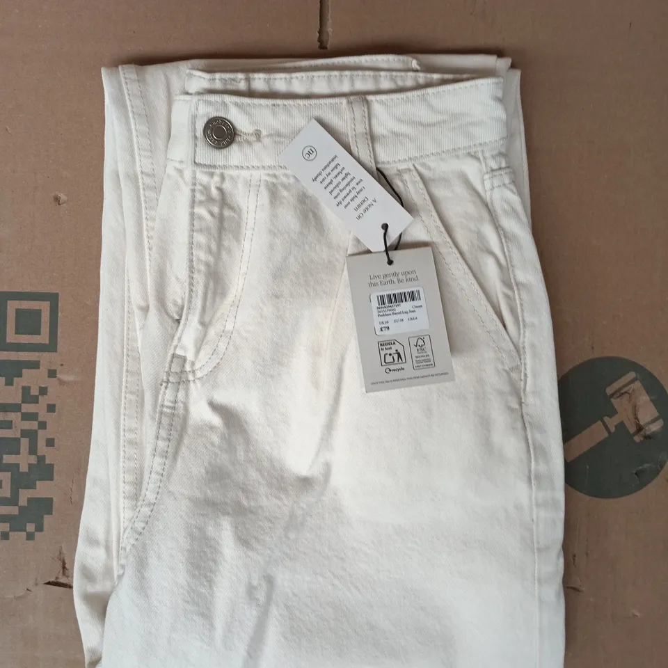NOBODY'S CHILD PECKHAM BARREL LEG JEANS IN CREAM SIZE UK 10