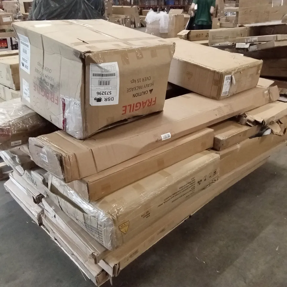 PALLET OF ASSORTED DESIGNER INCOMPLETE FURNITURE PARTS AND PIECES