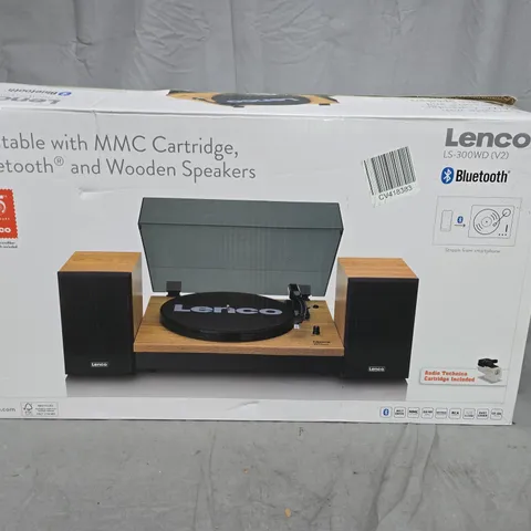 BOXED LENCO LS-300WD TURNTABLE WITH BLUETOOTH & WOODEN SPEAKERS