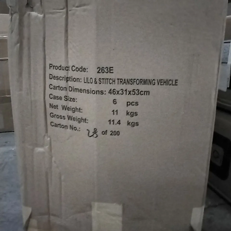 BOXED LILO AND STICH TRANSFORMING VEHICLE APPROXIMATELY 6