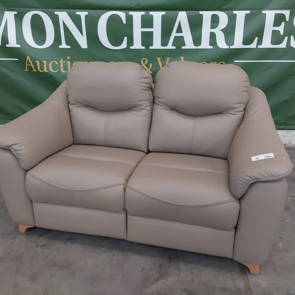 QUALITY BRITISH DESIGNER G PLAN JACKSON TWO SEATER SOFA CAMBRIDGE TAUPE LEATHER