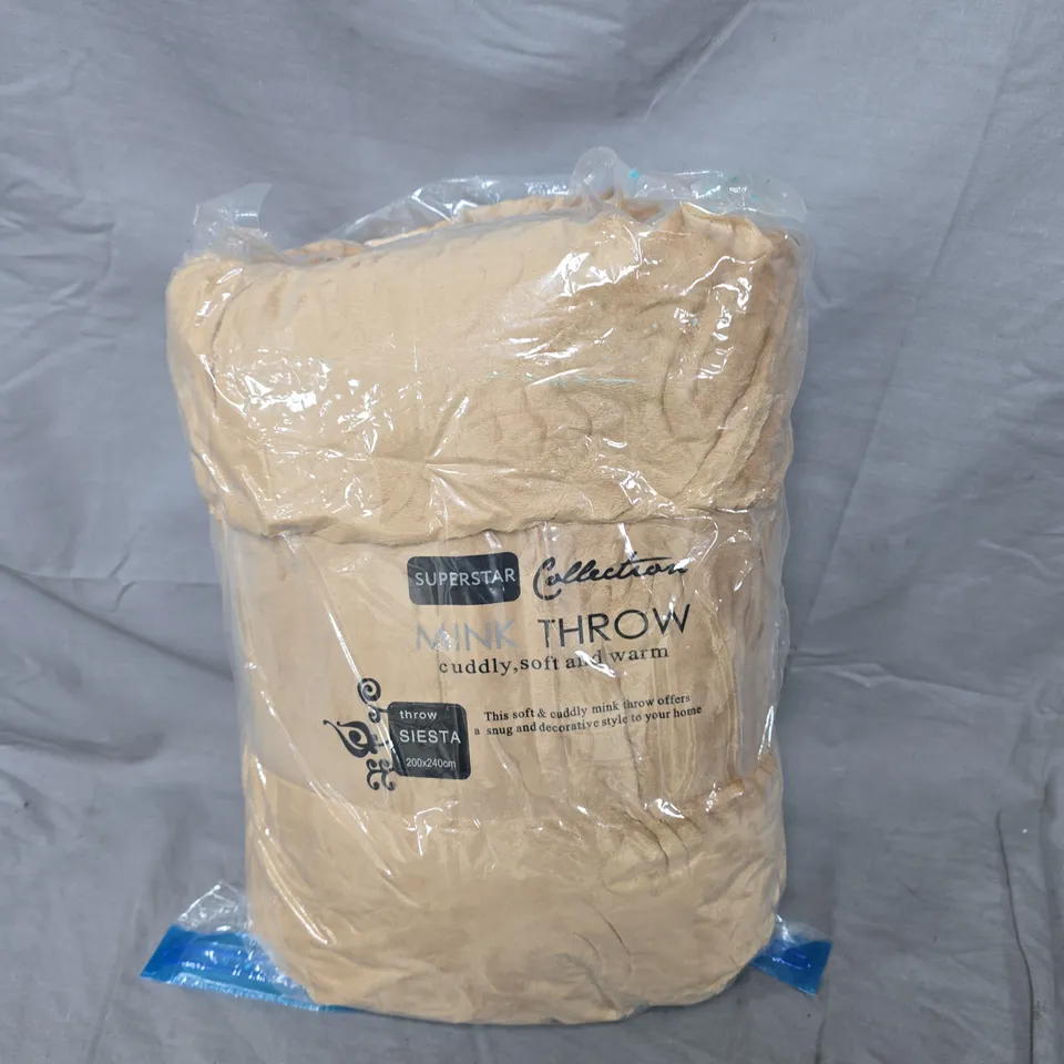 SUPERSTAR COLLECTION MINK THROW – BEIGE, 200 X 240 CM