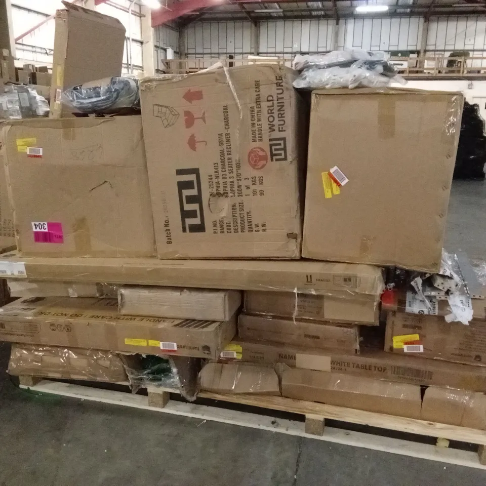 PALLET OF ASSORTED INCOMPLETE FURNITURE PARTS AND PIECES