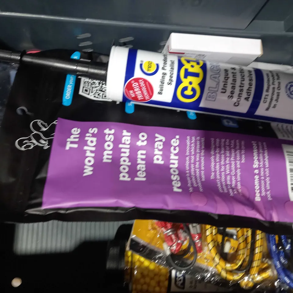 LOT OF APPROXIMATELY 10 ASSORTED HOUSEHOLD ITEMS TO INCLUDE SEALANT & ADHESIVE, EXHAUST CEMENT, PARTY LITE TEALIGHT SET, ETC