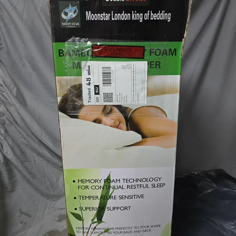 MOONSTAR LONDON KING OF BEDDING DOUBLE BAMBOO MEMORY FOAM MATTRESS TOPPER BOXED