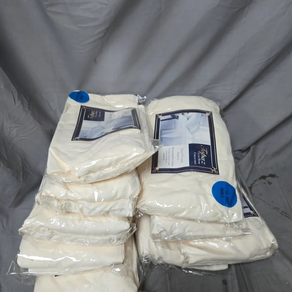 APPROXIMATELY 9 TOPAZ LUXE HOME COLLECTION DEEP FITTED SHEETS – DOUBLE - CREAM