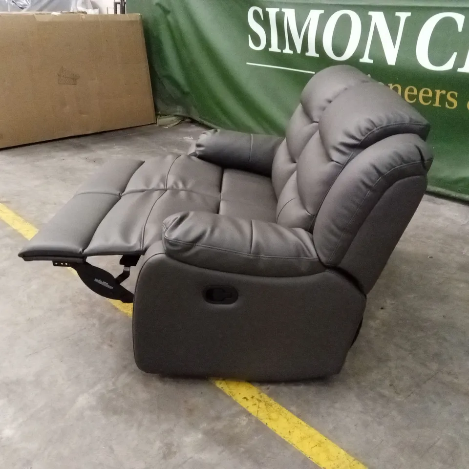 ROTHBURY LUXURY FAUX LEATHER HIGH BACK 2 SEATER MANUAL RECLINER SOFA  - CHARCOAL RRP £629