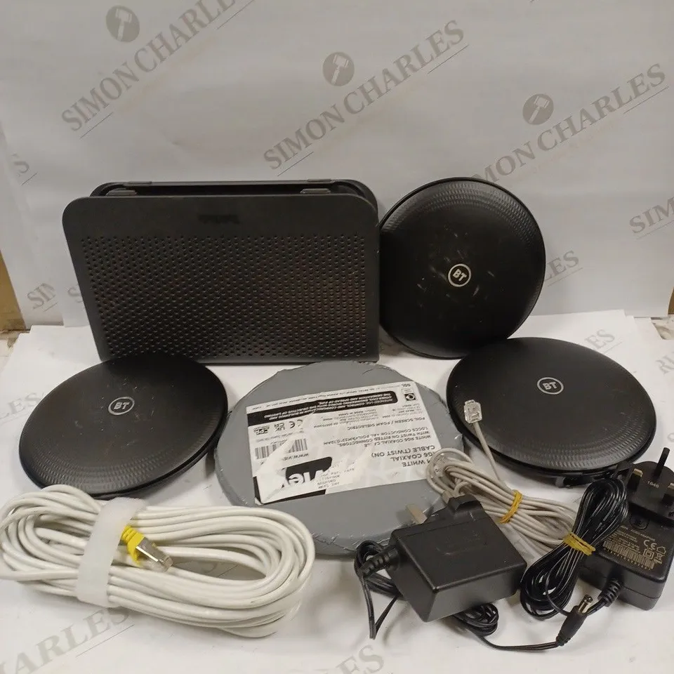 BOX TO CONTAIN APPROX. 8 X TECH PRODUCTS. INCLUDES ROUTERS & CABLES.