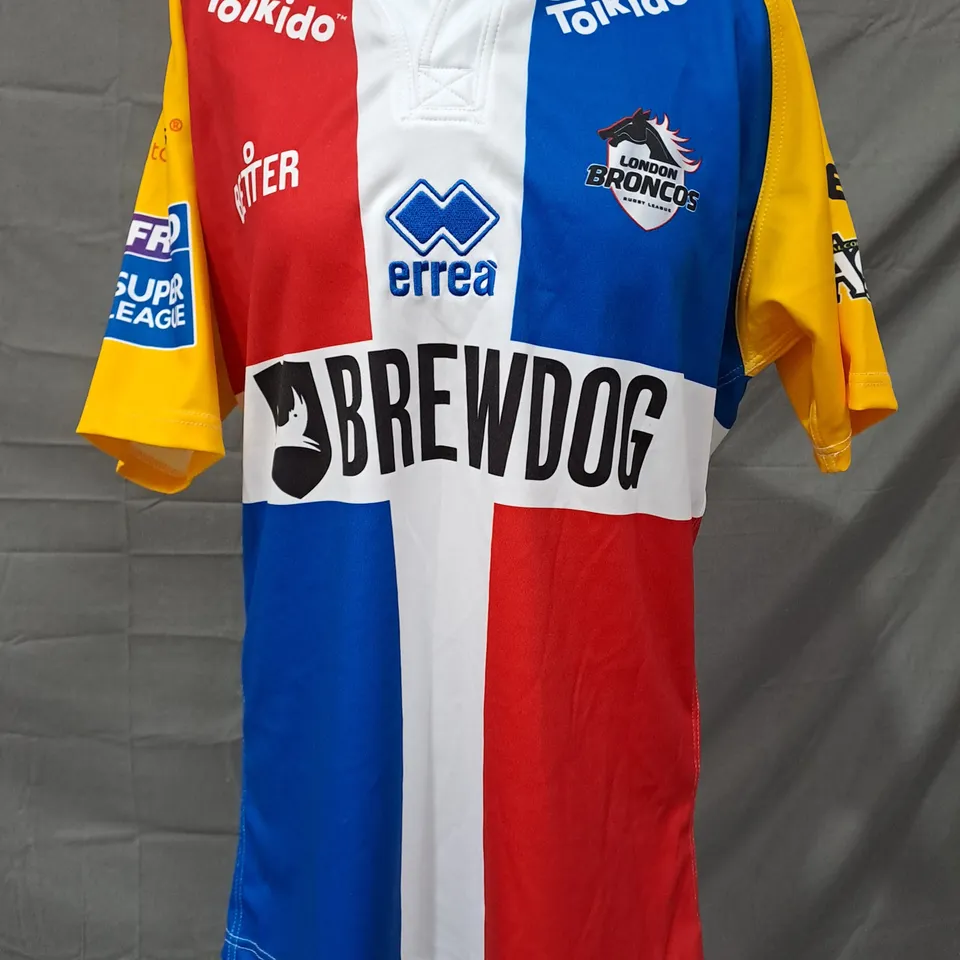 ERREA LONDON BRONCOS RUGBY T-SHIRT SIZE LARGE