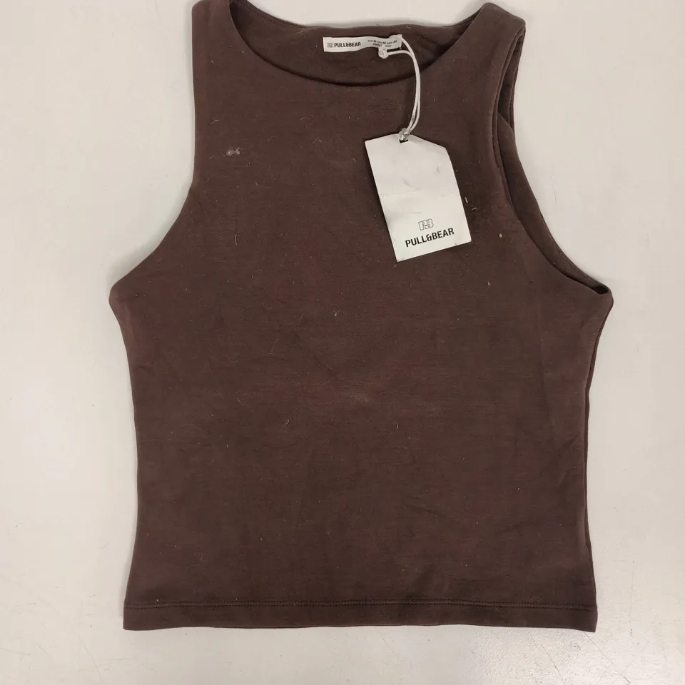 PULL & BEAR SLEEVELESS TANK TOP IN BROWN SIZE MEDIUM