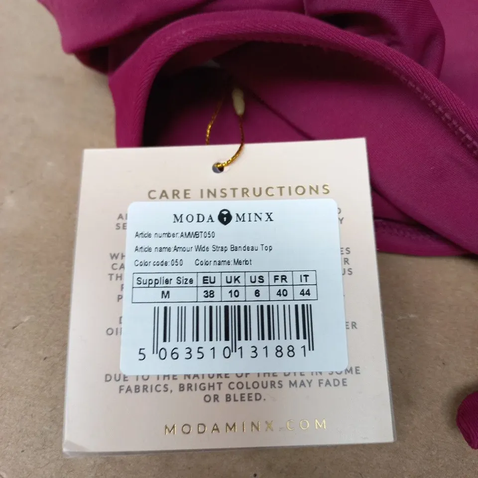 MODA MINX AMOUR WIDE STRAP BANDEAU TOP – MERLOT, UK 10 (EU 38)