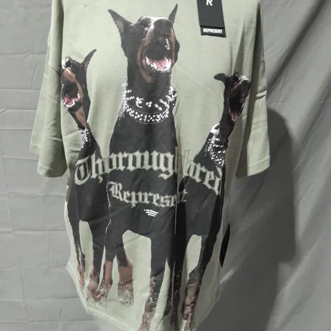 REPRESENT THOROUGHBRED T-SHIRT IN KHAKI - M
