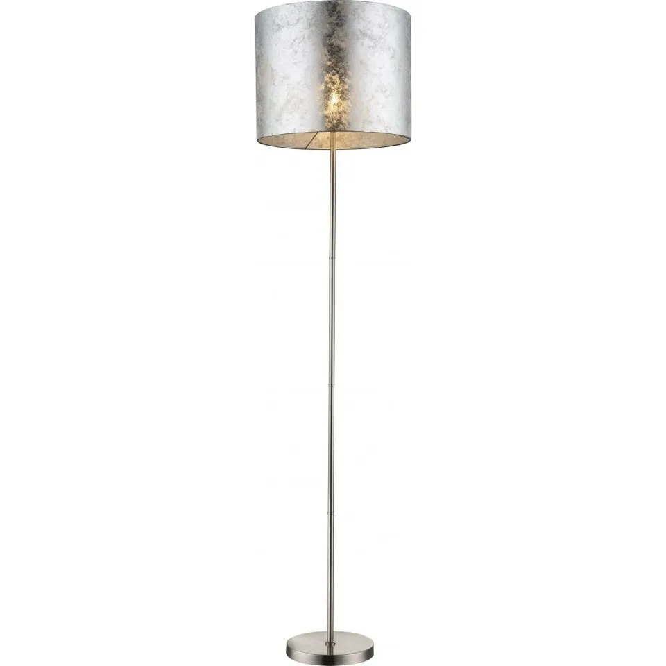 BOXED GLOBO FLOOR LAMP MATT NICKEL 1-LIGHT SOURCE GREY