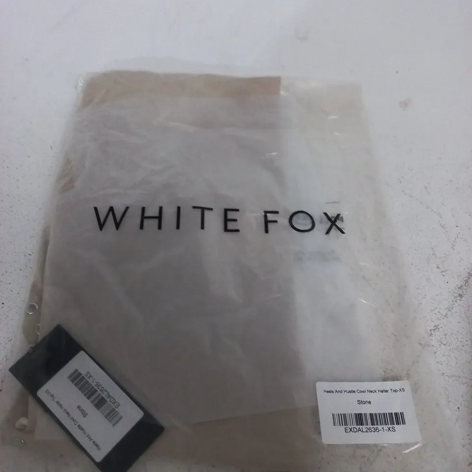 WHITE FOX HEELS AND HUSTLE COWL NECK HALTER TOP – STONE, XS