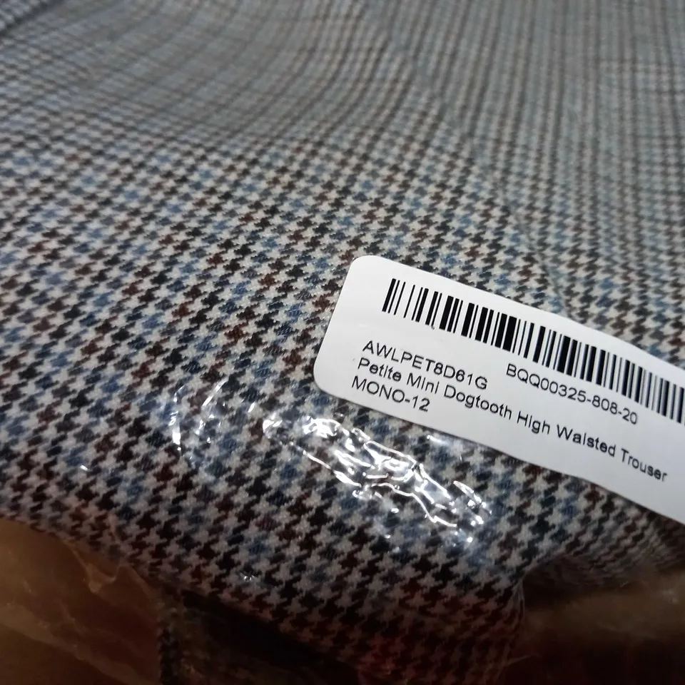 PACKAGED DOROTHY PERKINS MINI DOGTOOTH HIGH WAISTED TROUSER - SIZE 12